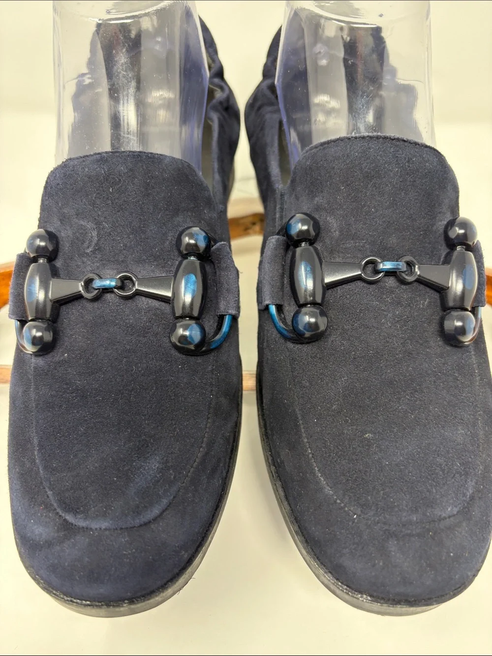 Softwaves Navy Suede Horsebit Loafers Size 8.5 Excellent Condition